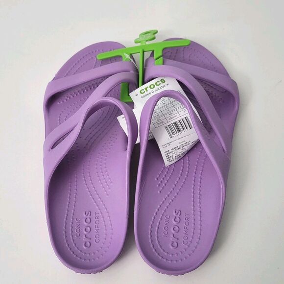 NWT CROCS Kadee II Sandals Womens 8 Orchid Light Purple Comfort Water Shoes - Picture 2 of 4